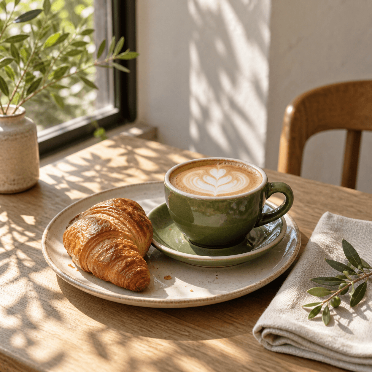 コーヒーとクロワッサンの編集イメージ